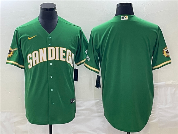 Men's San Diego Padres Blank Green Cool Base Stitched Baseball Jersey